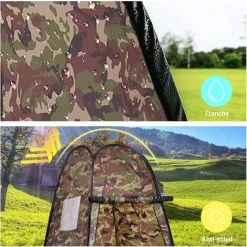 DREMADE DREAMADE Tente De Douche Instantanée Pop Up Cabinet De Changement Extérieur Avec Fenêtre à Moustiquaire, Trousse Suspendue Et Sac De Transport 120 X 120 X 190CM En Polyester Et Acier Camouflage -Pergola Soldes 56525534 3