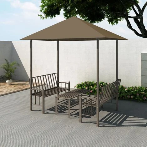 Topdeal Pavillon De Jardin Et Table Et Bancs 2,5x1,5x2,4m Taupe 180g/m² FF312222_FR 3 Topdeal Pavillon De Jardin Et Table Et Bancs 2,5x1,5x2,4m Taupe 180g/m² FF312222_FR