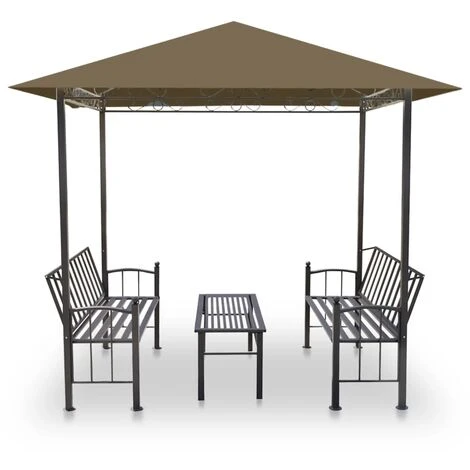 Topdeal Pavillon De Jardin Et Table Et Bancs 2,5x1,5x2,4m Taupe 180g/m² FF312222_FR 5 Topdeal Pavillon De Jardin Et Table Et Bancs 2,5x1,5x2,4m Taupe 180g/m² FF312222_FR – Image 3