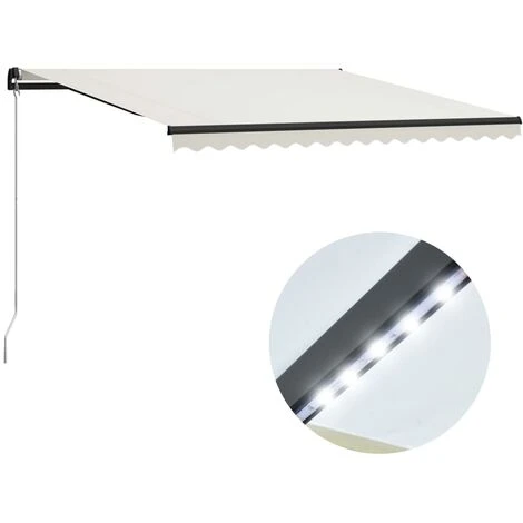Topdeal Auvent Manuel Rétractable Avec LED 400x300 Cm Crème FF3055228_FR 3 Topdeal Auvent Manuel Rétractable Avec LED 400x300 Cm Crème FF3055228_FR