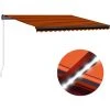 Topdeal Auvent Manuel Rétractable Avec LED 400x300 Cm Orange Et Marron FF3055229_FR