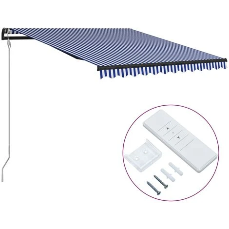 Topdeal Auvent Rétractable Automatique 300x250 Cm Bleu Et Blanc FF3055256_FR 3 Topdeal Auvent Rétractable Automatique 300x250 Cm Bleu Et Blanc FF3055256_FR