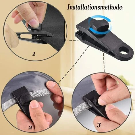 AIDUCHO Clips Bâche 10 Pèces Tente Clips Auvents Pince Clip Auvents Pour Camping Canopy Clamp Clips De Bâche Auvents Pour Activités De Plein Air Noir 3 AIDUCHO Clips Bâche 10 Pèces Tente Clips Auvents Pince Clip Auvents Pour Camping Canopy Clamp Clips De Bâche Auvents Pour Activités De Plein Air Noir – Image 2
