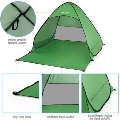 Lixada Automatique Instantané Pop Up Tente De Plage Léger Extérieur Protection UV Camping Pêche Tente Cabana Abri Soleil - Vert - S 10 Lixada Automatique Instantané Pop Up Tente De Plage Léger Extérieur Protection UV Camping Pêche Tente Cabana Abri Soleil - Vert - S -Pergola Soldes 56807359 4
