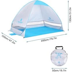 KEUMER 78,7 X 47,2 X 51,2 Pouces Automatique Instantané Pop-up Tente De Plage Anti UV Abri Solaire Cabana Pour Camping Pêche Randonnée Pique-nique , Bleu Foncé - Bleu Foncé -Pergola Soldes 56807526 3