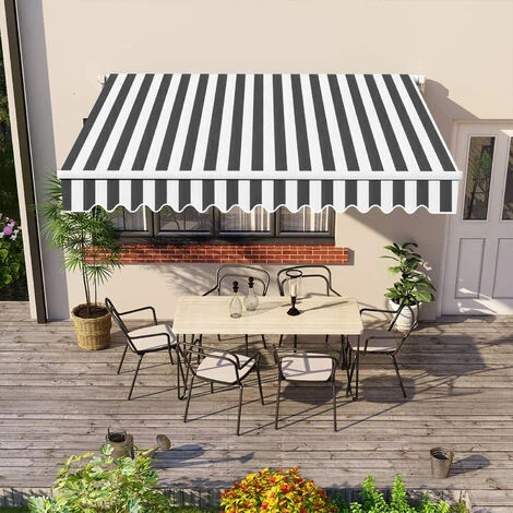 Randaco Store De Balcon Store Banne Manuel Store Extérieur Auvent Balcon Articulé Anti-UV Terrasse Jardin Gris Blanc 250 X 200 Cm 5 Randaco Store De Balcon Store Banne Manuel Store Extérieur Auvent Balcon Articulé Anti-UV Terrasse Jardin Gris Blanc 250 X 200 Cm – Image 3