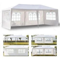 BENOBBY KIDS Tonnelle Avec 4 Côtés 3 M X 6 M, Chapiteau De Jardin Avec Cadre En Acier Enduit, Tonnelle Extérieure étanche, Tente De Fête De Camping, Auvent Abri Pour Mariage, Festival, Plage, Montage Facile, Blanc