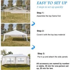 BENOBBY KIDS Tonnelle Avec 4 Côtés 3 M X 6 M, Chapiteau De Jardin Avec Cadre En Acier Enduit, Tonnelle Extérieure étanche, Tente De Fête De Camping, Auvent Abri Pour Mariage, Festival, Plage, Montage Facile, Blanc -Pergola Soldes 57027780 3