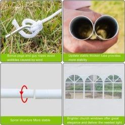 BENOBBY KIDS Tonnelle Avec 3 Côtés 3 M X 3 M, Chapiteau De Jardin Avec Cadre En Acier Enduit, Tonnelle Extérieure étanche, Tente De Fête De Camping, Auvent Abri Pour Mariage, Festival, Plage, Montage Facile, Blanc -Pergola Soldes 57027782 4