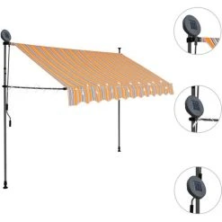 NOVA Manuel De Tente Rétractile Avec LED En Tissu Jaune Et Bleu Différentes Tailles Auvent Manuel Rétractable Avec LED 250 Cm Jaune Et Bleu Taille : 250 Cm -Pergola Soldes 57091936 3