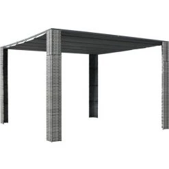NOVA Gazebo Extérieur Avec Toit Dans Le Polyrattan Gris Et Diverses Crème Tonnelle Et Toit Résine Tressée 300x300x200cm Gris / Anthracite Taille : 300x300x200 Cm