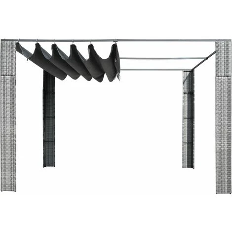 NOVA Gazebo Extérieur Avec Toit Dans Le Polyrattan Gris Et Diverses Crème Tonnelle Et Toit Résine Tressée 300x300x200cm Gris / Anthracite Taille : 300x300x200 Cm 4 NOVA Gazebo Extérieur Avec Toit Dans Le Polyrattan Gris Et Diverses Crème Tonnelle Et Toit Résine Tressée 300x300x200cm Gris / Anthracite Taille : 300x300x200 Cm – Image 2