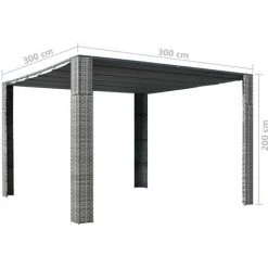 NOVA Gazebo Extérieur Avec Toit Dans Le Polyrattan Gris Et Diverses Crème Tonnelle Et Toit Résine Tressée 300x300x200cm Gris / Anthracite Taille : 300x300x200 Cm 9 NOVA Gazebo Extérieur Avec Toit Dans Le Polyrattan Gris Et Diverses Crème Tonnelle Et Toit Résine Tressée 300x300x200cm Gris / Anthracite Taille : 300x300x200 Cm -Pergola Soldes 57095599 4