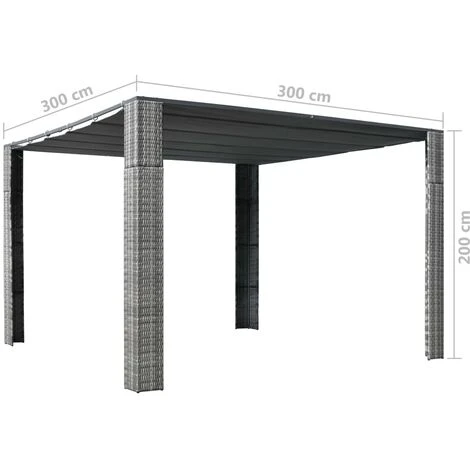 NOVA Gazebo Extérieur Avec Toit Dans Le Polyrattan Gris Et Diverses Crème Tonnelle Et Toit Résine Tressée 300x300x200cm Gris / Anthracite Taille : 300x300x200 Cm 6 NOVA Gazebo Extérieur Avec Toit Dans Le Polyrattan Gris Et Diverses Crème Tonnelle Et Toit Résine Tressée 300x300x200cm Gris / Anthracite Taille : 300x300x200 Cm – Image 4