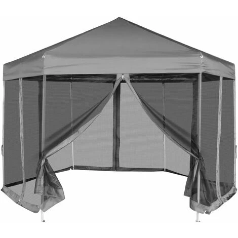 NOVA Gazebo Pliant Hexagonal Pop-up Avec 6 Murs 3,6x3,1 M Diverses Couleurs Chapiteau Hexagonal Avec 6 Parois Latérales Gris 3,6 X 3,1 M Couleur : GRIS 3 NOVA Gazebo Pliant Hexagonal Pop-up Avec 6 Murs 3,6x3,1 M Diverses Couleurs Chapiteau Hexagonal Avec 6 Parois Latérales Gris 3,6 X 3,1 M Couleur : GRIS