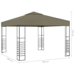 NOVA Gazebo De Jardin 3x3 M En Tissu Et Acier Résistant Moderne Diverses Couleurs Chapiteau De Jardin 3x3 M Taupe 180 G/m² Couleur : Taupe 11 NOVA Gazebo De Jardin 3x3 M En Tissu Et Acier Résistant Moderne Diverses Couleurs Chapiteau De Jardin 3x3 M Taupe 180 G/m² Couleur : Taupe -Pergola Soldes 57097791 5
