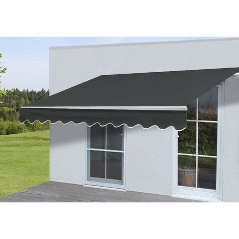 DéCOSHOP26 Store Banne Manuel Rétractable Avec Manivelle En Aluminium Protection Solaire 2,5x2m Polyester Polyester Anthracite - Or 5 DéCOSHOP26 Store Banne Manuel Rétractable Avec Manivelle En Aluminium Protection Solaire 2,5x2m Polyester Polyester Anthracite - Or – Image 3