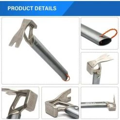 ROSIER Marteau De Tente, Marteau En Acier Inoxydable À Poignée En Alliage D'aluminium Léger, Extracteur De Clou Pour Tente De Camping En Plein Air (Argent, 305*90mm)——VEBTles -Pergola Soldes 57177213 3