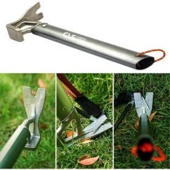 ROSIER Marteau De Tente, Marteau En Acier Inoxydable À Poignée En Alliage D'aluminium Léger, Extracteur De Clou Pour Tente De Camping En Plein Air (Argent, 305*90mm)——VEBTles -Pergola Soldes 57177213 5