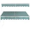 GOPLUS Store Banne Auvent ManuelRétractable Avec Manivelle En Aluminium Et Polyester, Imperméable, Résistant Aux UV, Pour Terrasse, Bistro, Balcon (250x200CM, Vert-Blanc) -Pergola Soldes 57205599 1