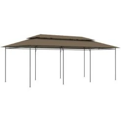 NOVA Gazebo De Jardin En Acier Tubulaire Et Tissu Résistant Diverses Couleurs Chapiteau 600x298x270 Cm Taupe 180 G/m² Couleur : Taupe