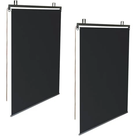 IDMARKET Lot De 2 Stores Enrouleurs L.124 X H. 225 CM Pour Pergola Noir 4 IDMARKET Lot De 2 Stores Enrouleurs L.124 X H. 225 CM Pour Pergola Noir – Image 2