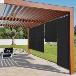 IDMARKET Lot De 2 Stores Enrouleurs L.124 X H. 225 CM Pour Pergola Noir 9 IDMARKET Lot De 2 Stores Enrouleurs L.124 X H. 225 CM Pour Pergola Noir -Pergola Soldes 57257165 3