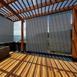 IDMARKET Lot De 2 Stores Enrouleurs Tamisants L.124 X H. 225 CM Pour Pergola Gris Anthracite -Pergola Soldes 57257170 3