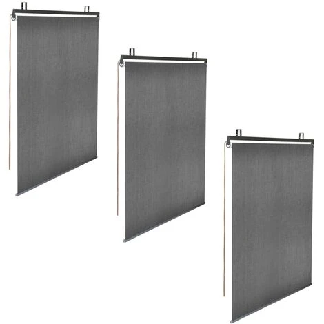 IDMARKET Lot De 3 Stores Enrouleurs Tamisants L.124 X H. 225 CM Pour Pergola Gris Anthracite 4 IDMARKET Lot De 3 Stores Enrouleurs Tamisants L.124 X H. 225 CM Pour Pergola Gris Anthracite – Image 2
