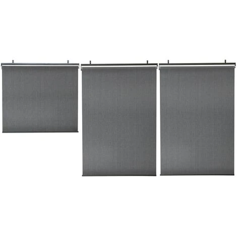 IDMARKET Lot De 3 Stores Enrouleurs Tamisants L.124 X H. 225 CM Pour Pergola Gris Anthracite 6 IDMARKET Lot De 3 Stores Enrouleurs Tamisants L.124 X H. 225 CM Pour Pergola Gris Anthracite – Image 4