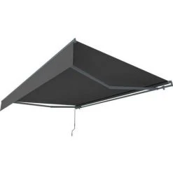 BEAU RIVAGE Store Banne Manuel Sans Coffre 2,40 X 2m En Aluminium, Structure Grise Anthracite, Toile Grise Anthracite BEAURIVAGE