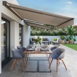 BEAU RIVAGE Store Banne Motorisé Semi Coffre 2,90 X 2,50 M En Aluminium, Structure Grise Anthracite , Toile Taupe BEAURIVAGE -Pergola Soldes 57270461 2