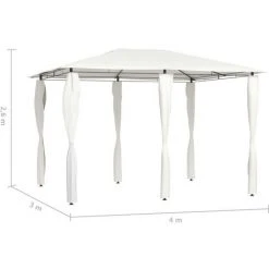 Topdeal Belvédère Avec Revêtement De Poteaux 3x4x2,6 M Crème 160 G/m² FF313611_FR -Pergola Soldes 57333246 4