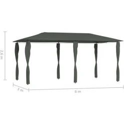 Topdeal Belvédère à Revêtement De Poteaux 3x6x2,6 M Anthracite 160 G/m² FF313619_FR 9 Topdeal Belvédère à Revêtement De Poteaux 3x6x2,6 M Anthracite 160 G/m² FF313619_FR -Pergola Soldes 57333262 4