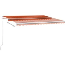 Topdeal Auvent Manuel Rétractable Avec LED 450x300 Cm Orange Et Marron FF3068925_FR -Pergola Soldes 57333572 3