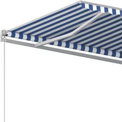 Topdeal Auvent Manuel Rétractable 400x350 Cm Bleu Et Blanc FF3068976_FR -Pergola Soldes 57333585 5