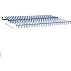 Topdeal Auvent Manuel Rétractable 400x350 Cm Bleu Et Blanc FF3069176_FR -Pergola Soldes 57333628 3