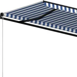 Topdeal Auvent Manuel Rétractable 400x350 Cm Bleu Et Blanc FF3069176_FR -Pergola Soldes 57333628 5