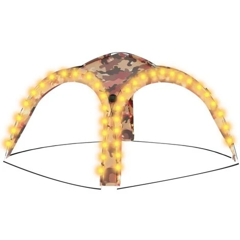 Topdeal Tente De Réception Avec LED Et 4 Parois 3,6x3,6x2,3m Camouflage FF93078_FR 4 Topdeal Tente De Réception Avec LED Et 4 Parois 3,6x3,6x2,3m Camouflage FF93078_FR – Image 2