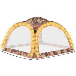 Topdeal Tente De Réception Avec LED Et 4 Parois 3,6x3,6x2,3m Camouflage FF93078_FR 11 Topdeal Tente De Réception Avec LED Et 4 Parois 3,6x3,6x2,3m Camouflage FF93078_FR -Pergola Soldes 57334130 5