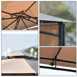 AOMMO Gazebo De Terrasse Grande Zone Couverte Avec Panneau Latéral En Acier Enduit De Poudre Toit Résistant Avec Revêtement Hydrofuge 3 M X 3 M X 2,6 M Tan 10 AOMMO Gazebo De Terrasse Grande Zone Couverte Avec Panneau Latéral En Acier Enduit De Poudre Toit Résistant Avec Revêtement Hydrofuge 3 M X 3 M X 2,6 M Tan -Pergola Soldes 57344110 4