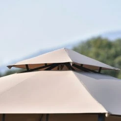 AOMMO Gazebo De Terrasse Grande Zone Couverte Avec Panneau Latéral En Acier Enduit De Poudre Toit Résistant Avec Revêtement Hydrofuge 3 M X 3 M X 2,6 M Tan 11 AOMMO Gazebo De Terrasse Grande Zone Couverte Avec Panneau Latéral En Acier Enduit De Poudre Toit Résistant Avec Revêtement Hydrofuge 3 M X 3 M X 2,6 M Tan -Pergola Soldes 57344110 5