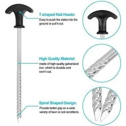 FLYME 10pcs Clous De Tente à Vis, Clous De Tente Antirouille Galvanisés Clous De Camping Pour Camping Voyage Randonnée 10 FLYME 10pcs Clous De Tente à Vis, Clous De Tente Antirouille Galvanisés Clous De Camping Pour Camping Voyage Randonnée -Pergola Soldes 57482383 4