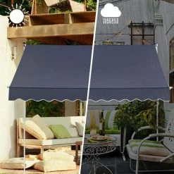 VIEWEE Store Banne Manuel Rétractable 3 X 1,15 M Anthracite, Tissu Imperméable Et Résistant Aux UV, Cadre Aluminium, Montage Sans Per?age 11 VIEWEE Store Banne Manuel Rétractable 3 X 1,15 M Anthracite, Tissu Imperméable Et Résistant Aux UV, Cadre Aluminium, Montage Sans Per?age -Pergola Soldes 57502858 5