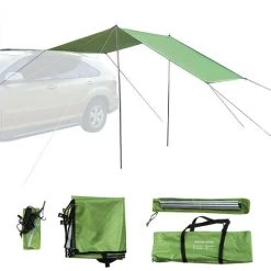 SUPERSELLER Toit De Tente D'auvent Automatique Pour Voiture SUV Camping En Plein Air Voyage Plage Pare-soleil - Vert Armée - 300 X 150cm -Pergola Soldes 57567023 3
