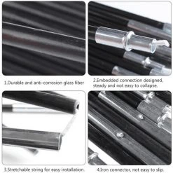SUPERSELLER Tige De Tente De Remplacement En Fibre De Verre Kit De Poteau De Tente De Camping Tige De Tente Pliable - 3.9m -Pergola Soldes 57567761 4