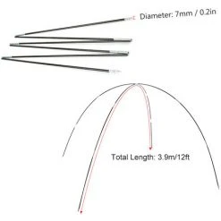 SUPERSELLER Tige De Tente De Remplacement En Fibre De Verre Kit De Poteau De Tente De Camping Tige De Tente Pliable - 3.9m -Pergola Soldes 57567761 5