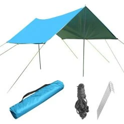 SUPERSELLER Auvent Rectangle De Voile D'ombrage Multifonctionnel Extérieur Pour Camping En Plein Air Patio Pelouse Jardin Auvent D'arrière-cour - Bleu Ciel - Mode B