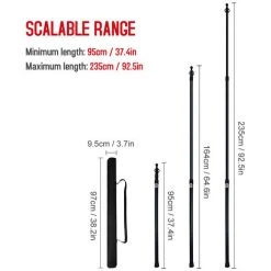 SUPERSELLER 2 Pcs Télescopique Tarp Pole Épaissir Réglable En Alliage D'aluminium Tente Tiges De Support Beach Shelter Tarp Auvent Pole Remplacement Pour Camping Randonnée Randonnée Tente - Argent -Pergola Soldes 57567921 4