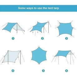 AIDUCHO Bâche De Tente Camping Bâche Imperméable Avec Piquets De Sol Et Cordes, Parasol UV Légère Bâche Pour Hamac Camping En Plein Air (3 * 3M) -Pergola Soldes 57583809 4